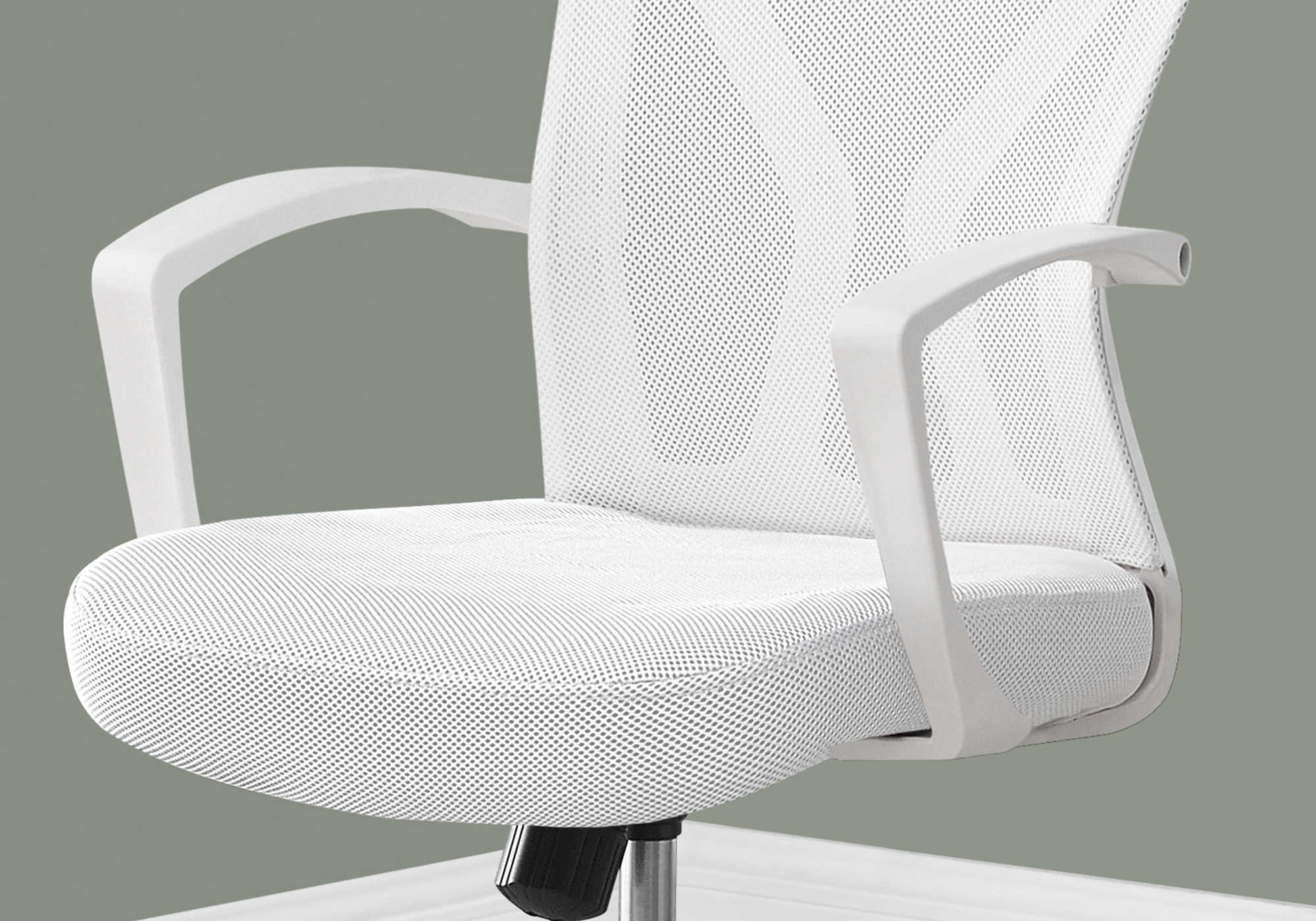 CHAISE DE BUREAU - BLANCHE / PIETEMENT CHROME SUR ROULETTES ( Meuble Mtl ) 