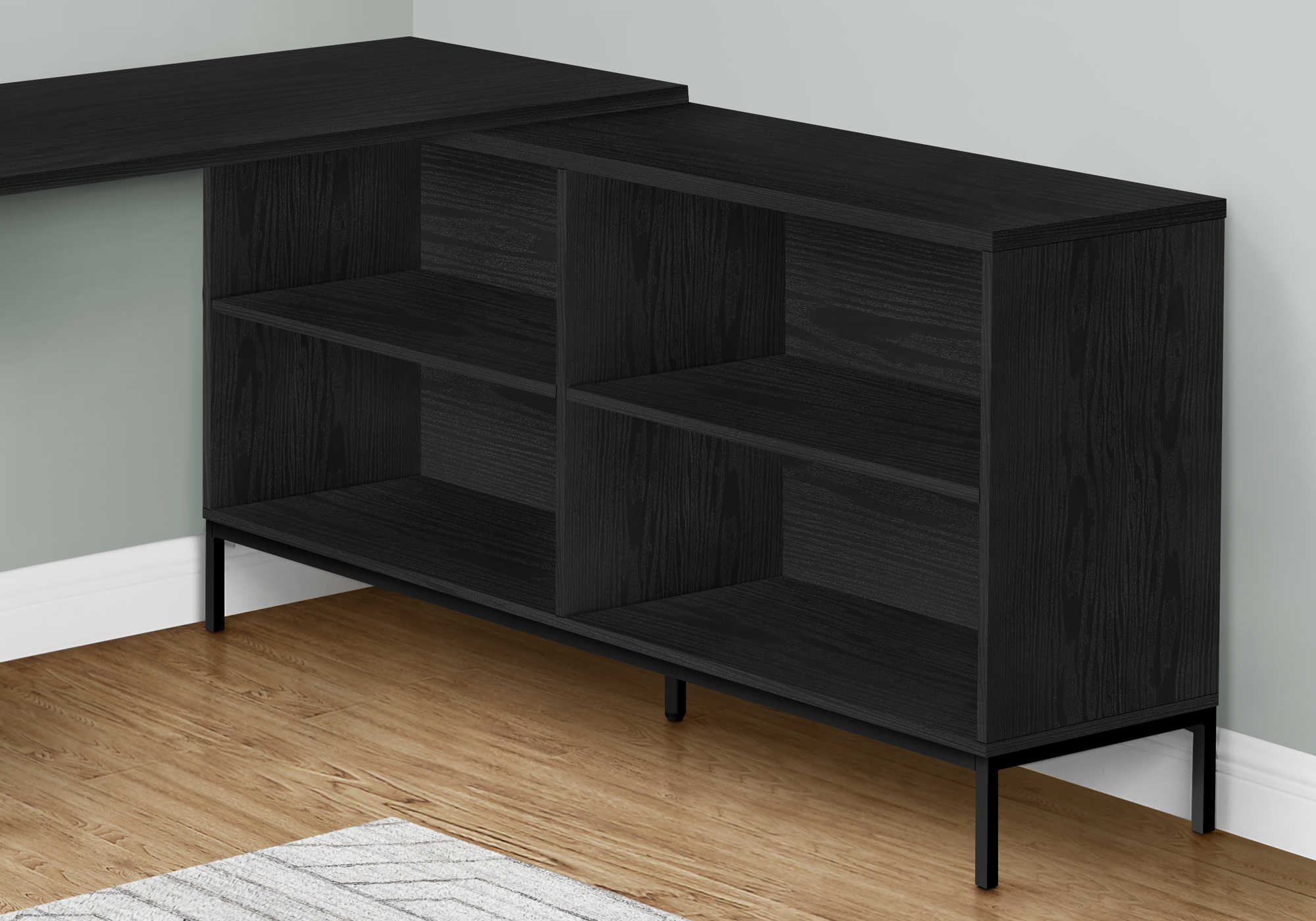 BUREAU D'ORDINATEUR - 60"L / COIN EN L CHÊNE NOIR ( Meuble Mtl )