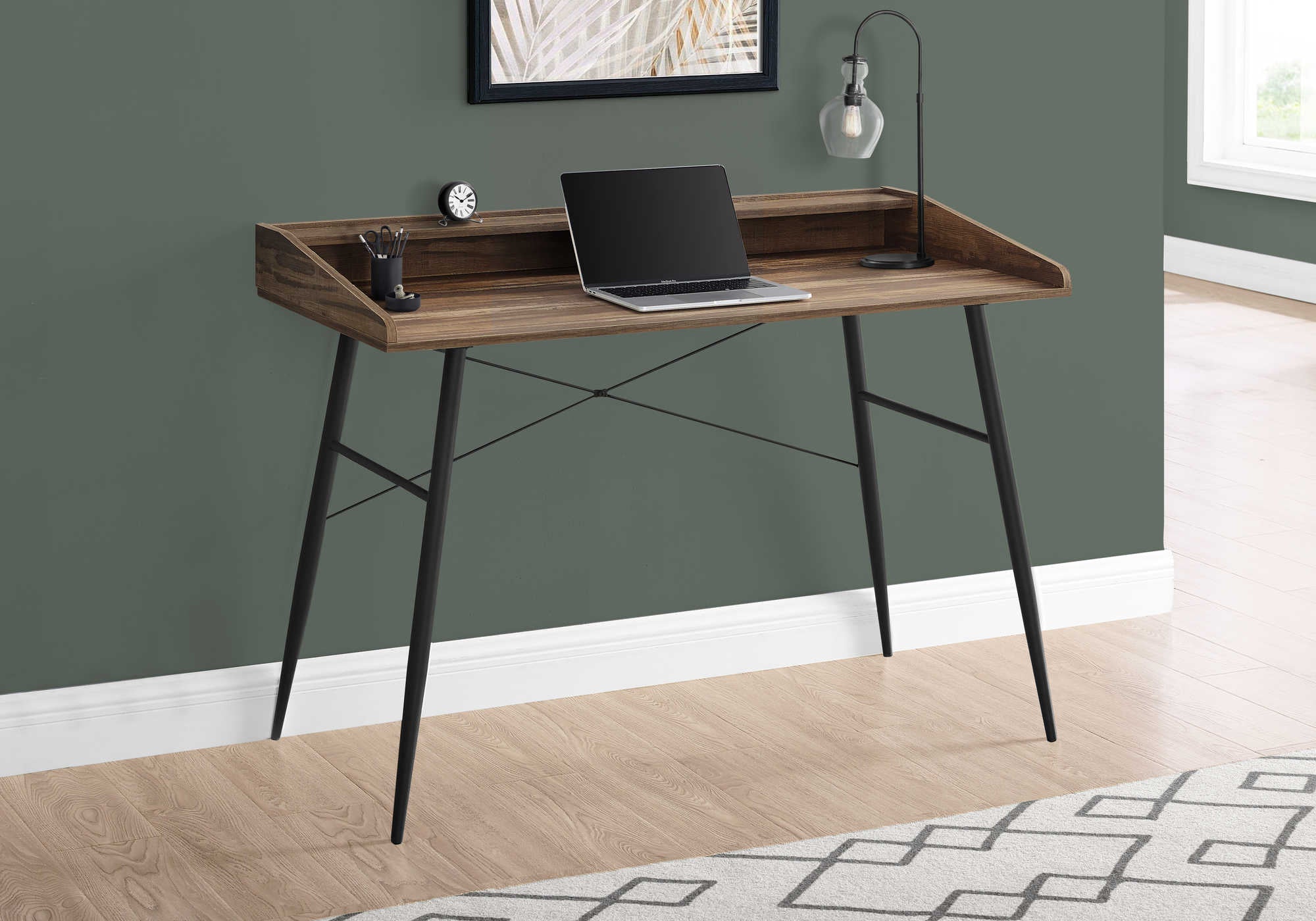 BUREAU D'ORDINATEUR - 48"L / BOIS DE RÉCUPÉRATION BRUN / MÉTAL NOIR  Meuble Mtl )