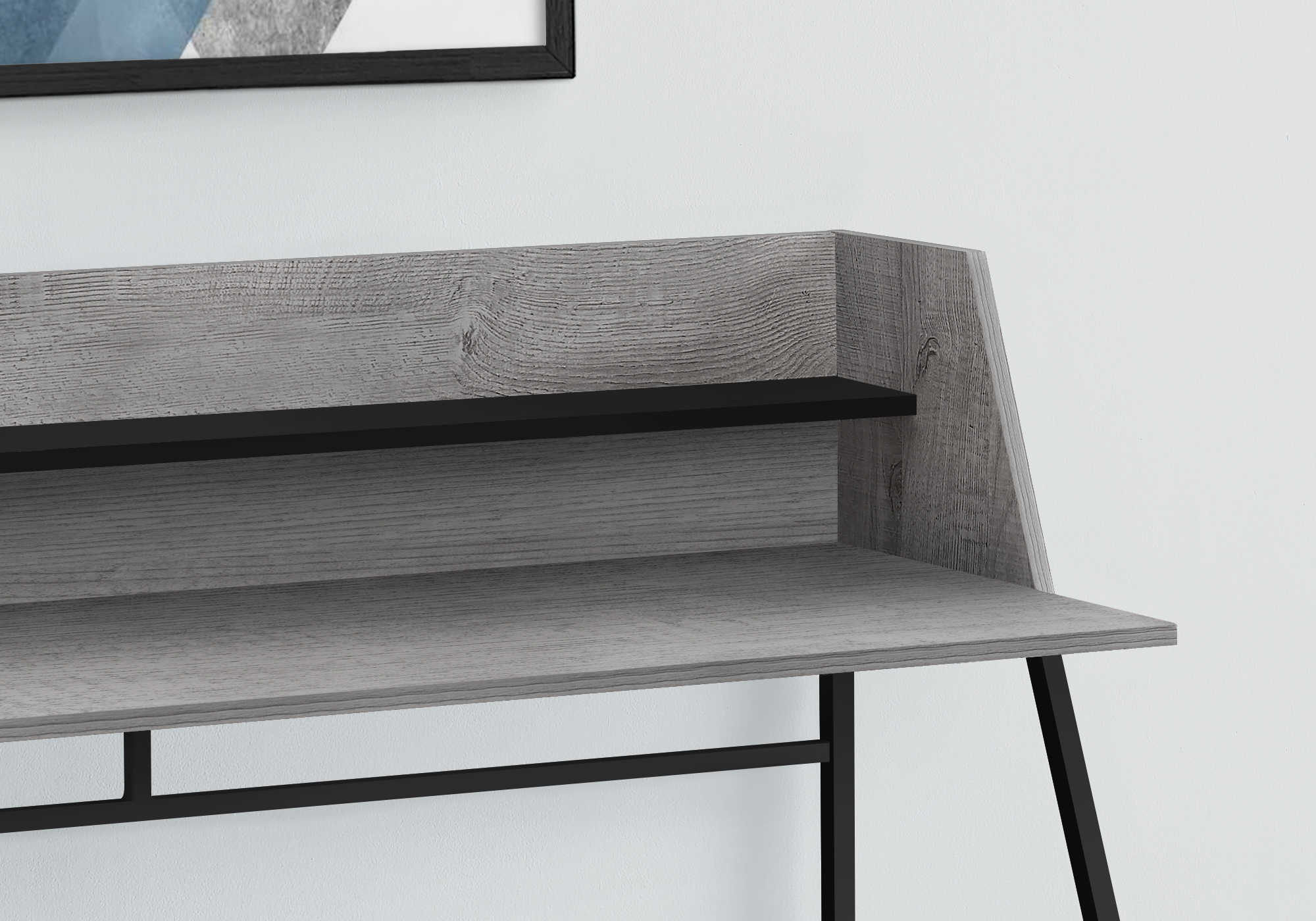 BUREAU D'ORDINATEUR - 48"L / GRIS / METAL NOIR ( Meuble Mtl )
