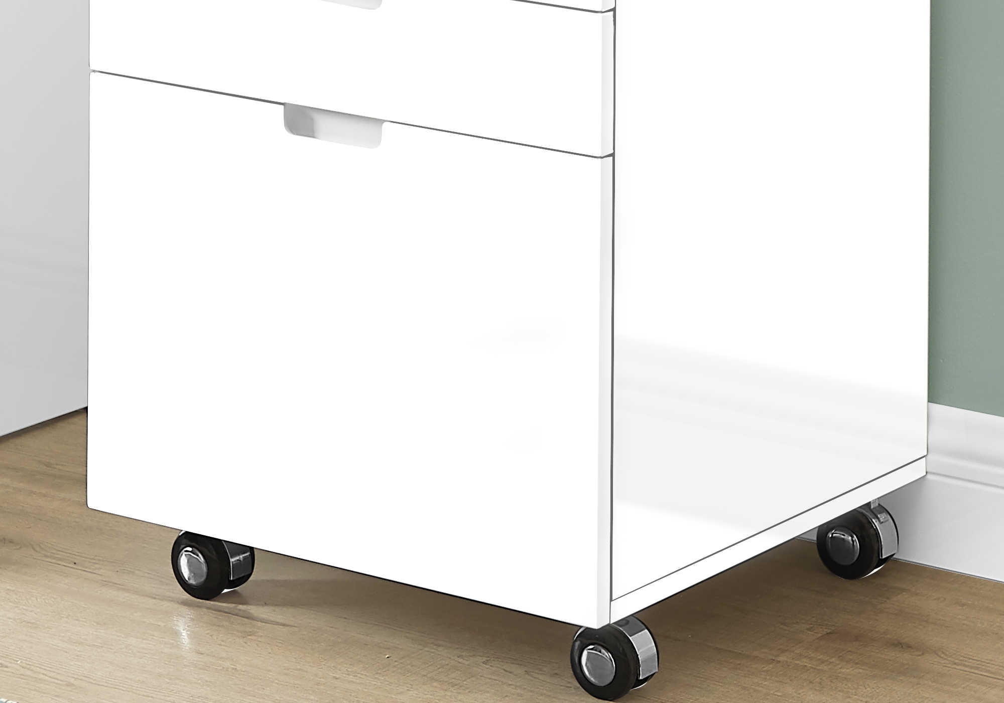 CLASSEUR - 3 TIROIRS / BLANC BRILLANT / ROULETTES ( Meuble Mtl )