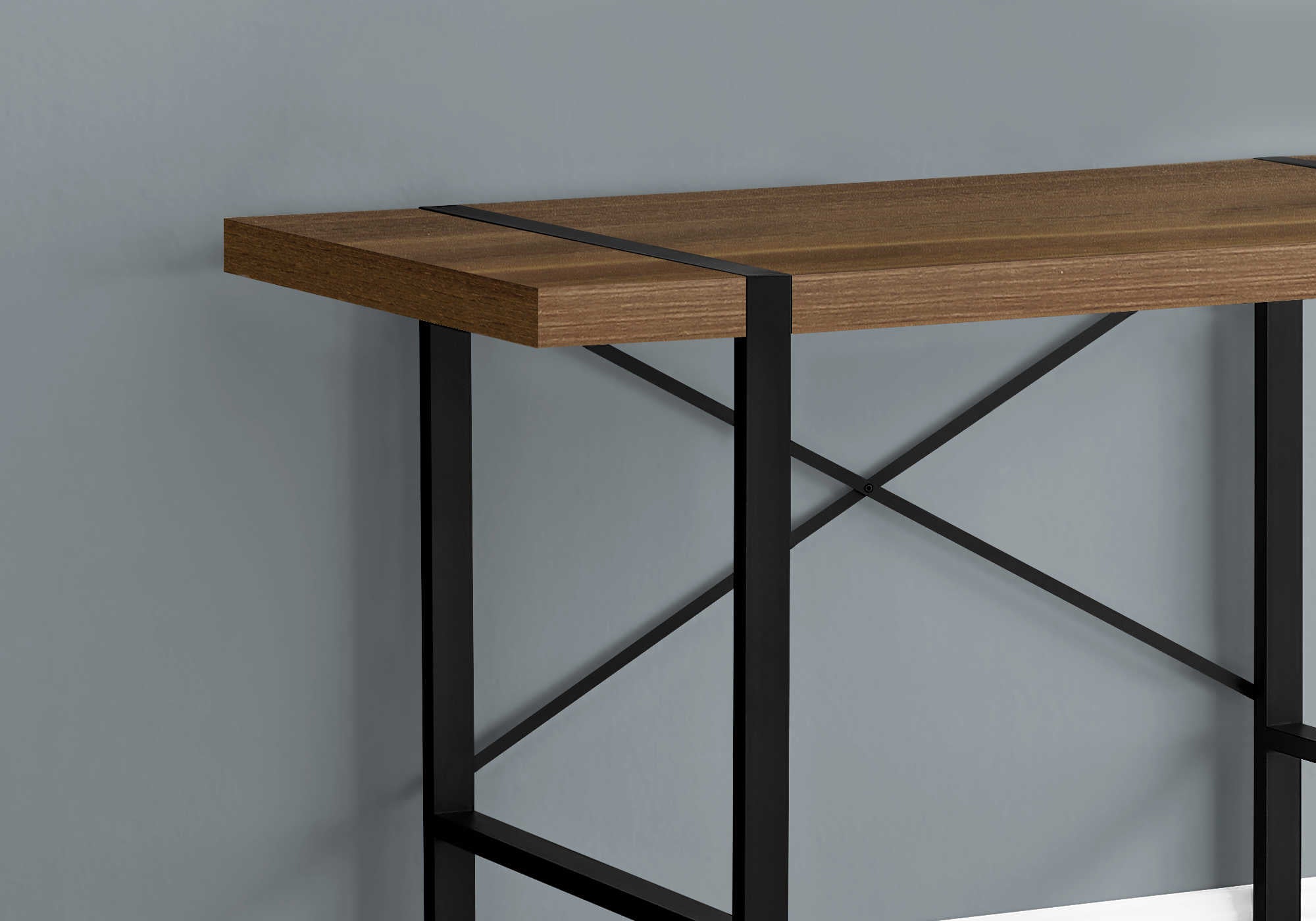 BUREAU D'ORDINATEUR - 48"L / NOYER / METAL NOIR ( Meuble Mtl )