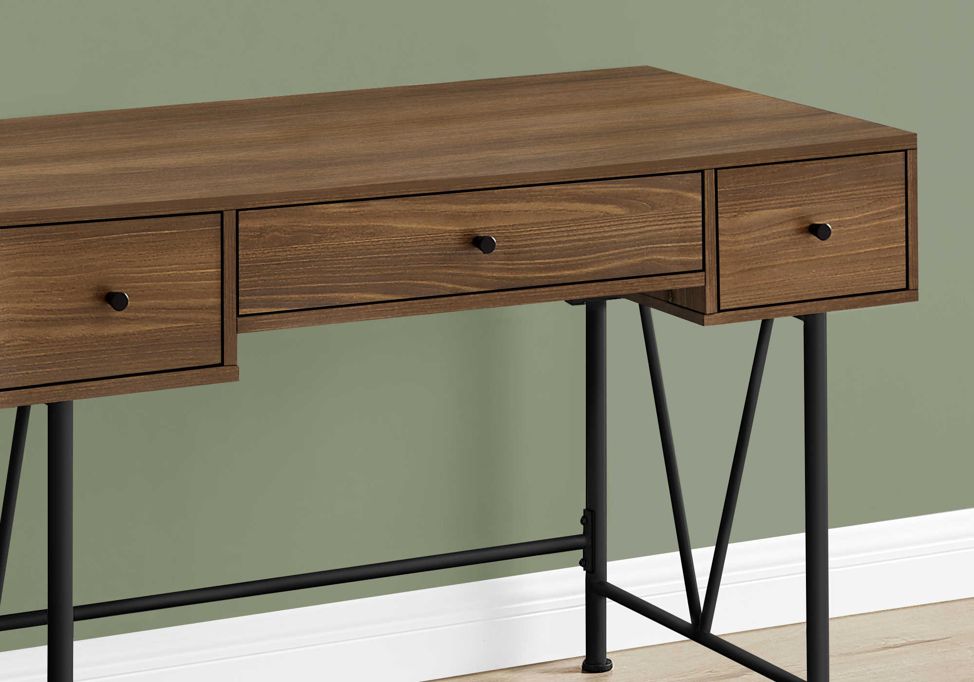 BUREAU D'ORDINATEUR - 48"L / NOYER / METAL NOIR ( Meuble Mtl )