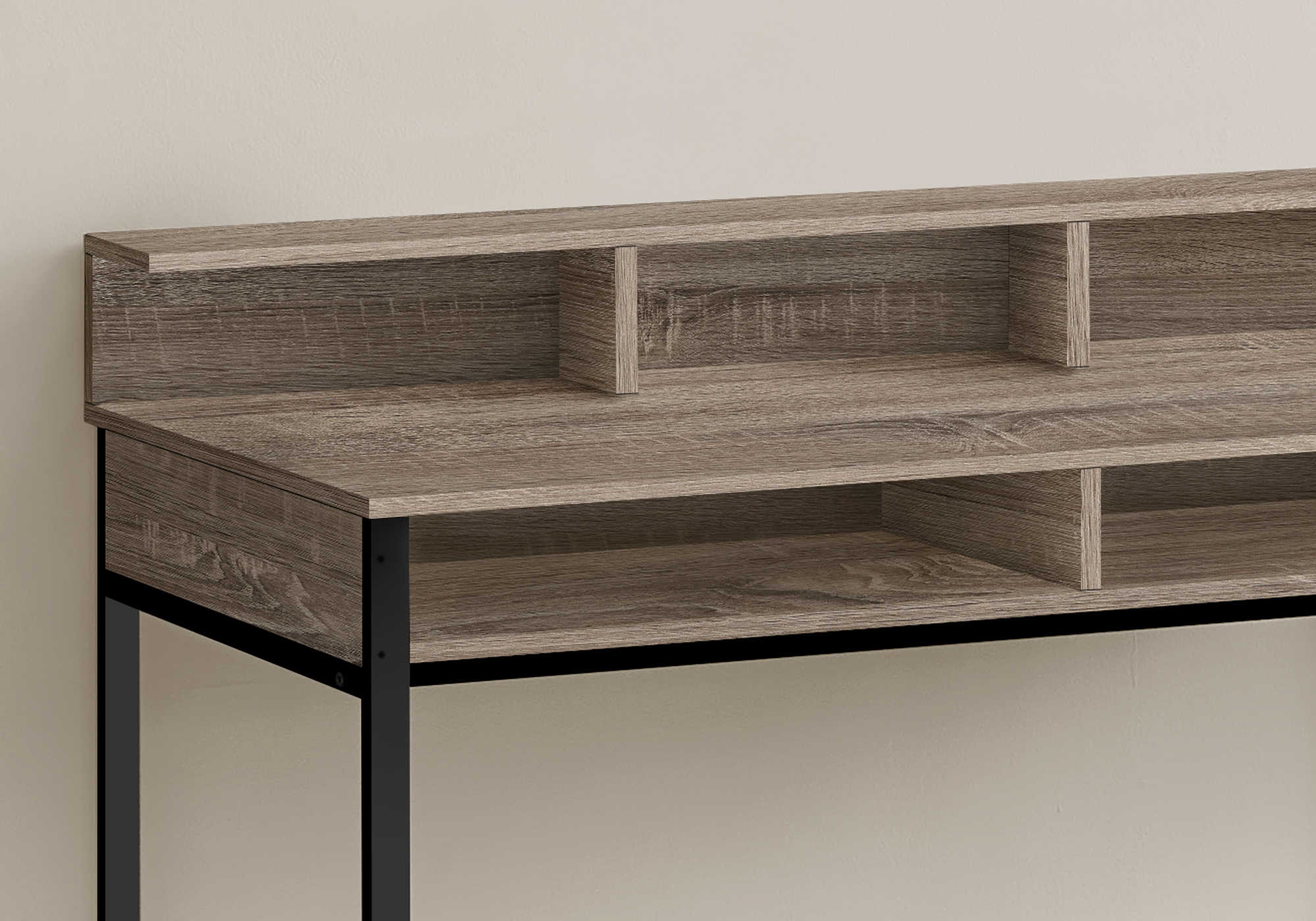 COMPUTER DESK - 48"L / DARK TAUPE / BLACK STANDING HEIGHT ( Meuble Mtl )