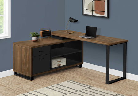 BUREAU D'ORDINATEUR - 72"L NOYER / COIN EXÉCUTIF NOIR ( Meuble Mtl ) 