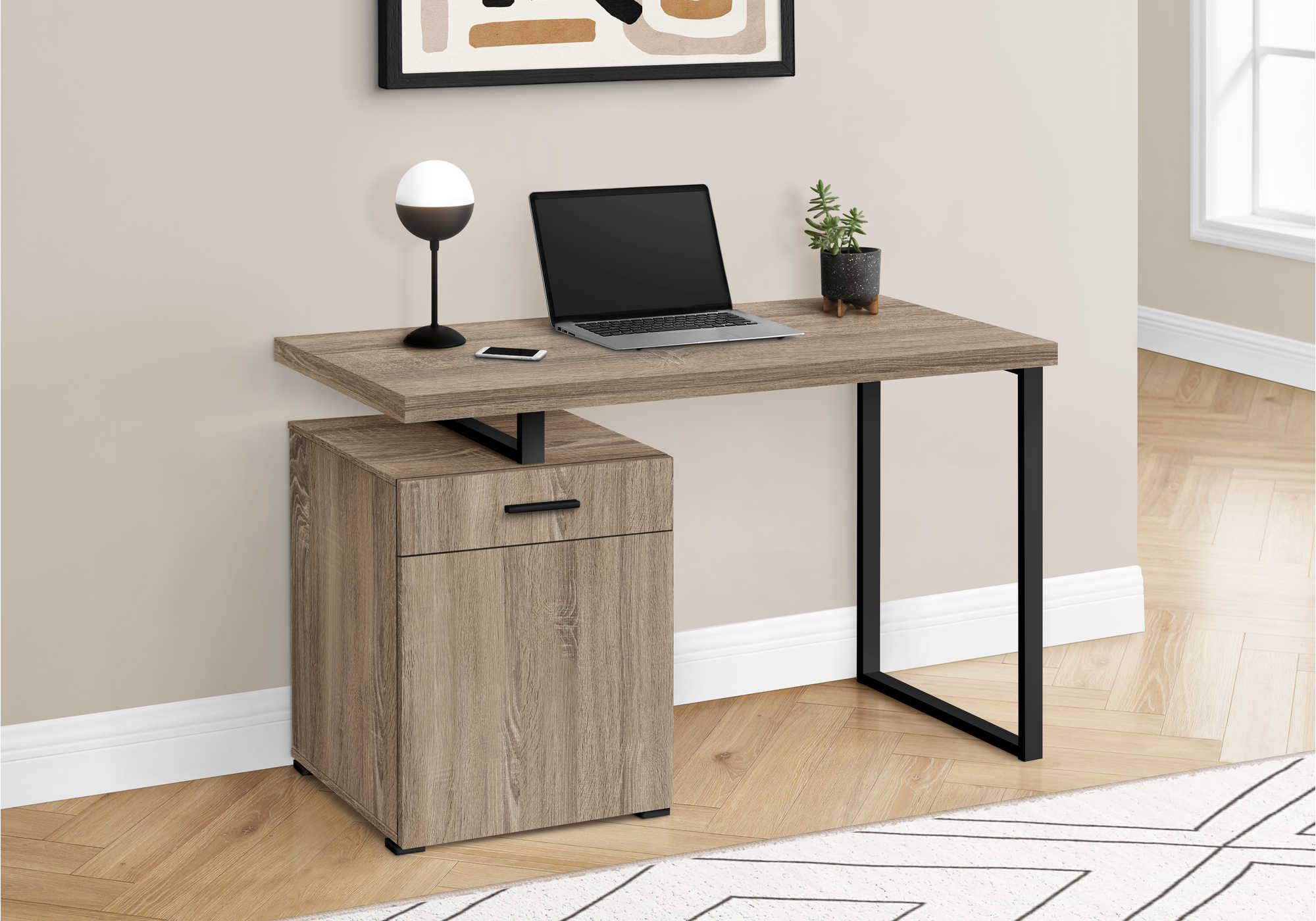 BUREAU D'ORDINATEUR - 48"L / TAUPE FONCÉ ORIENTATION GAUCHE OU DROITE ( Meuble Mtl )