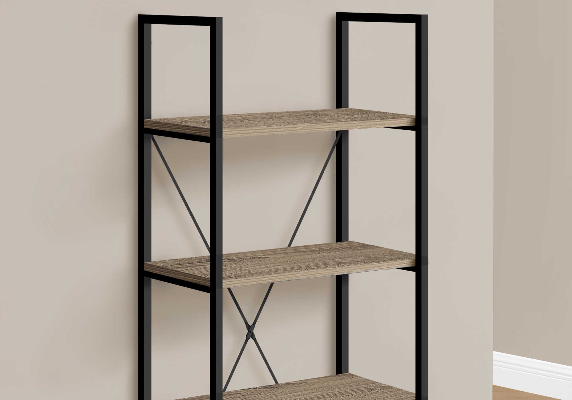 BIBLIOTHÈQUE - 48"H / TAUPE FONCÉ / MÉTAL NOIR