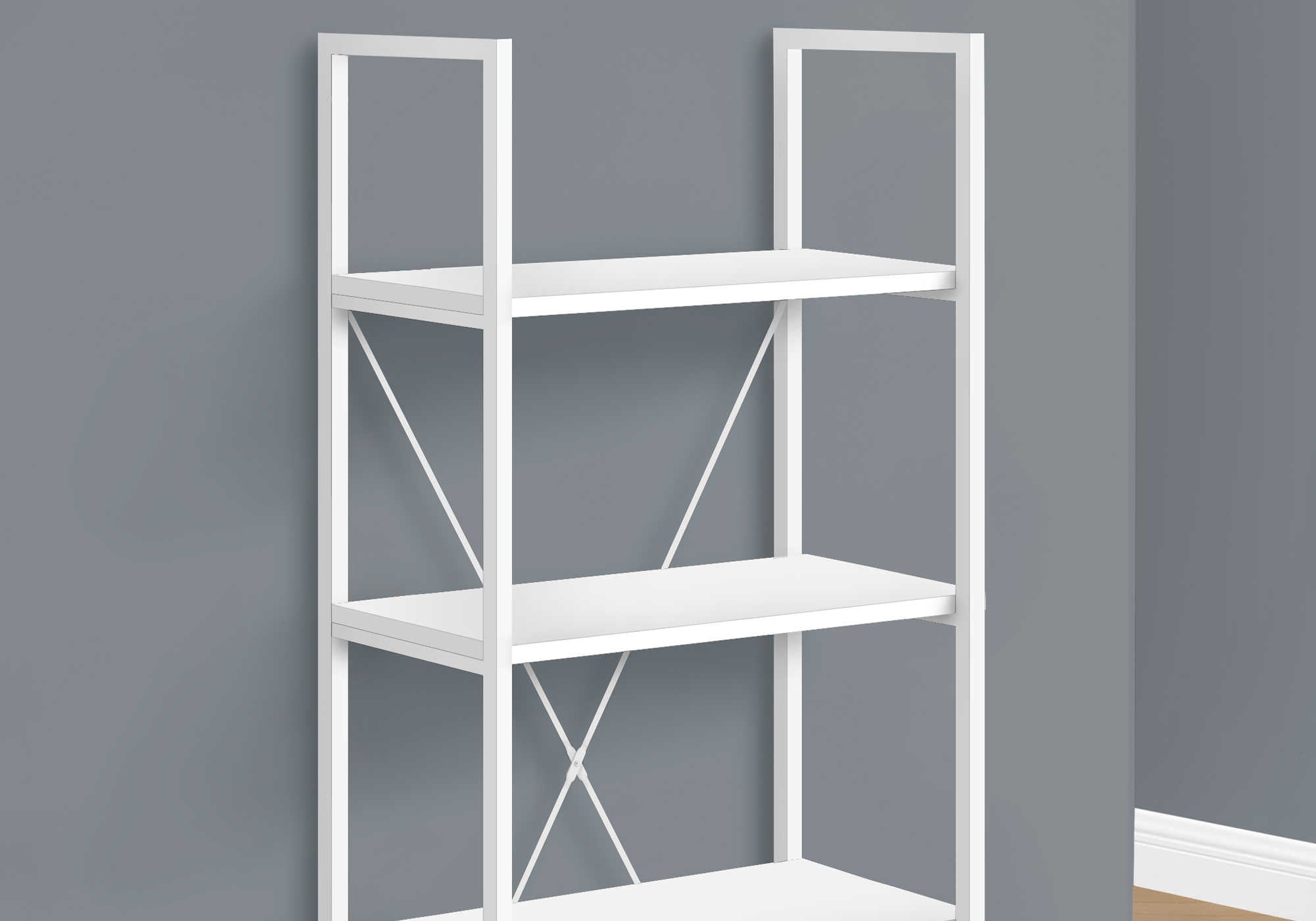 BIBLIOTHÈQUE - 48"H / BLANC / MÉTAL BLANC ( Meuble Mtl )