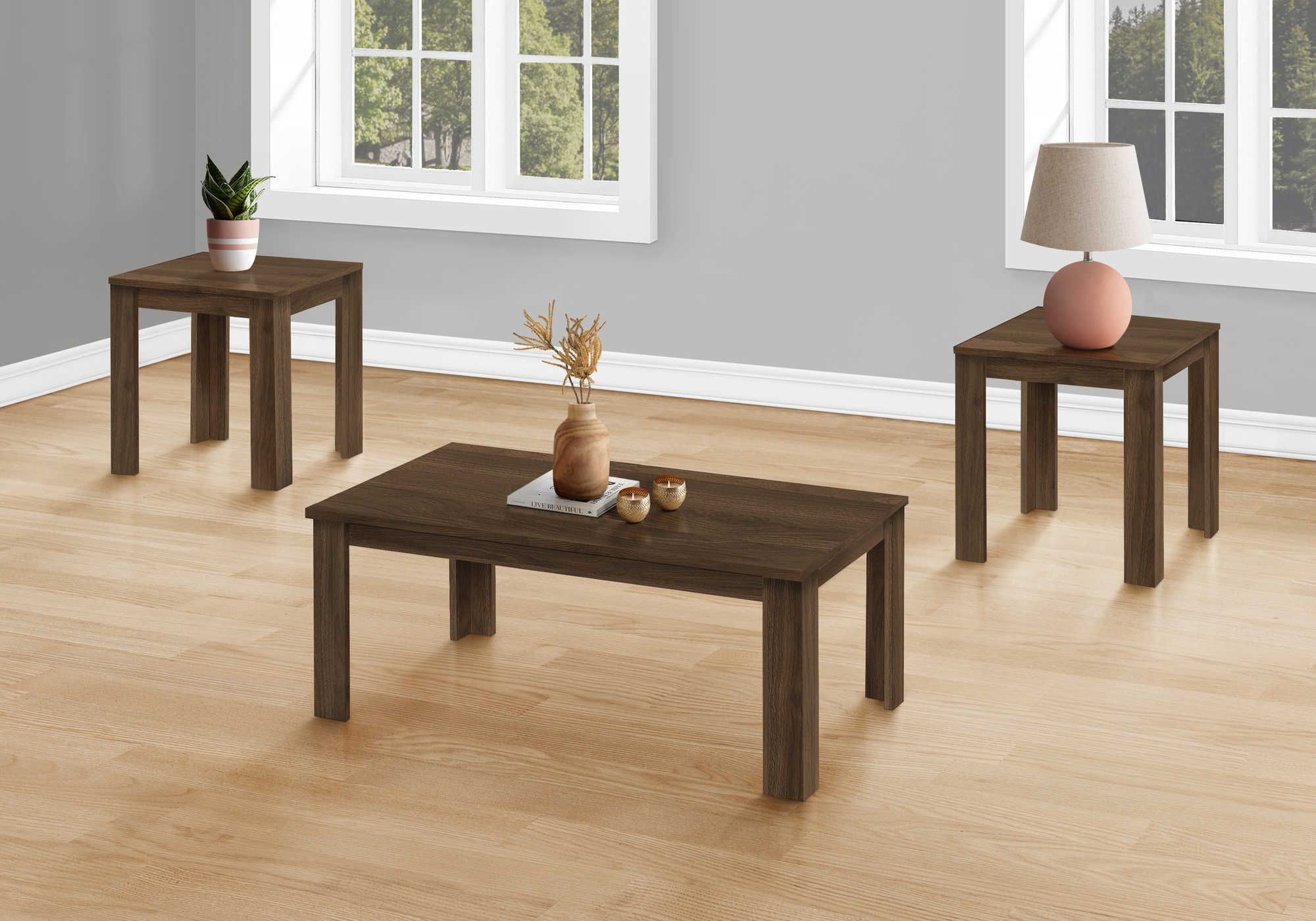 SET DE TABLE - 3PCS / NOYER FONCÉ ( Meuble Mtl )