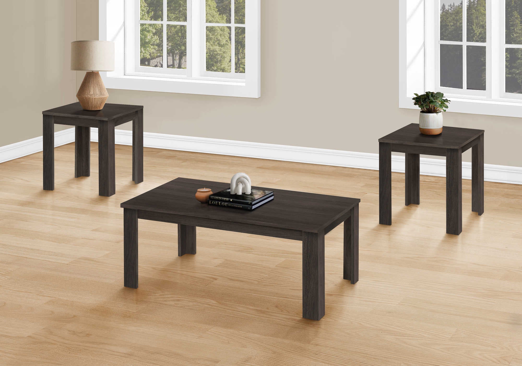 SET DE TABLE - SET 3PCS / CHENE MARRON ( Meuble Mtl )