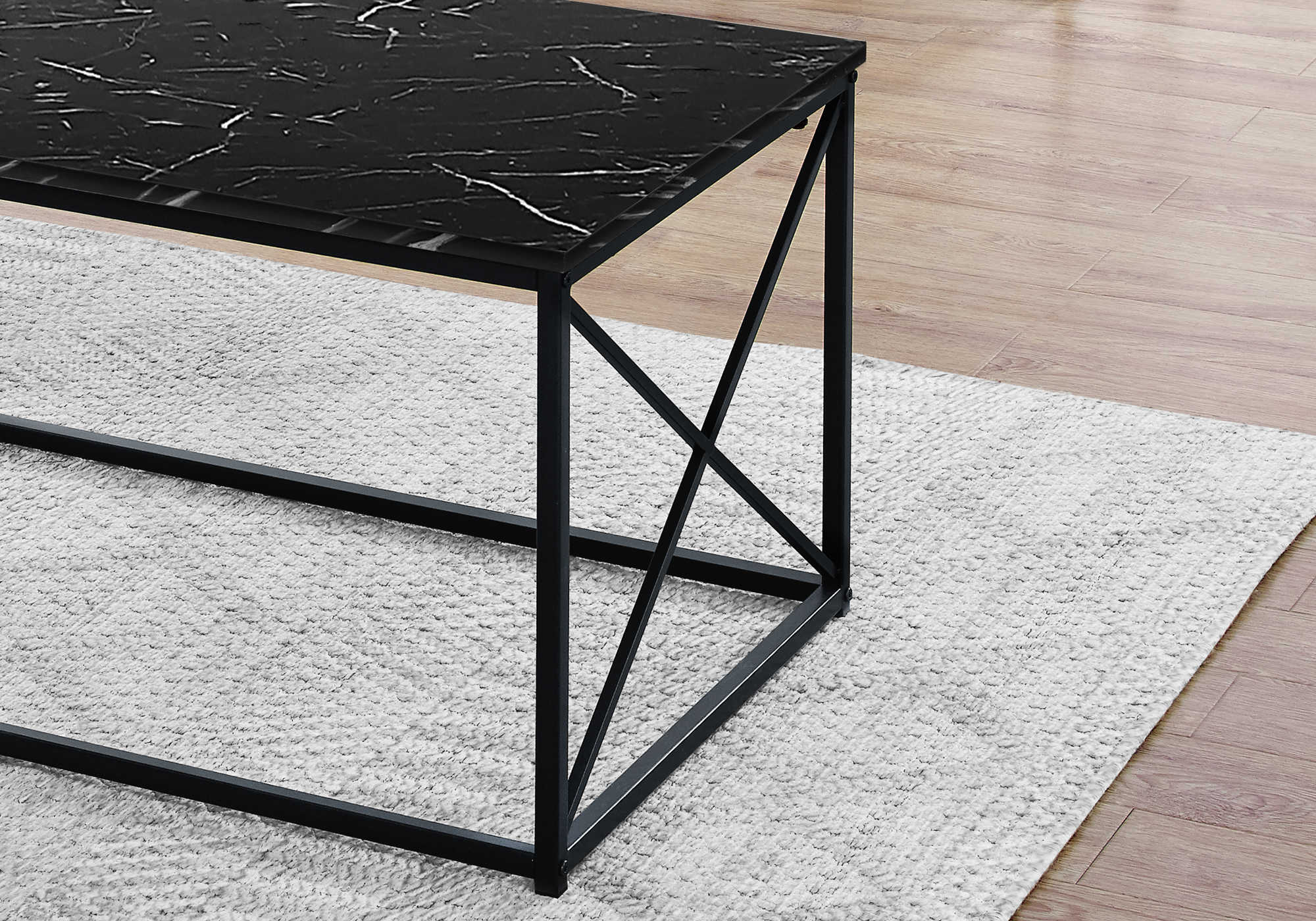 SET DE TABLE - 3PCS / MARBRE NOIR / METAL NOIR ( Meuble Mtl )
