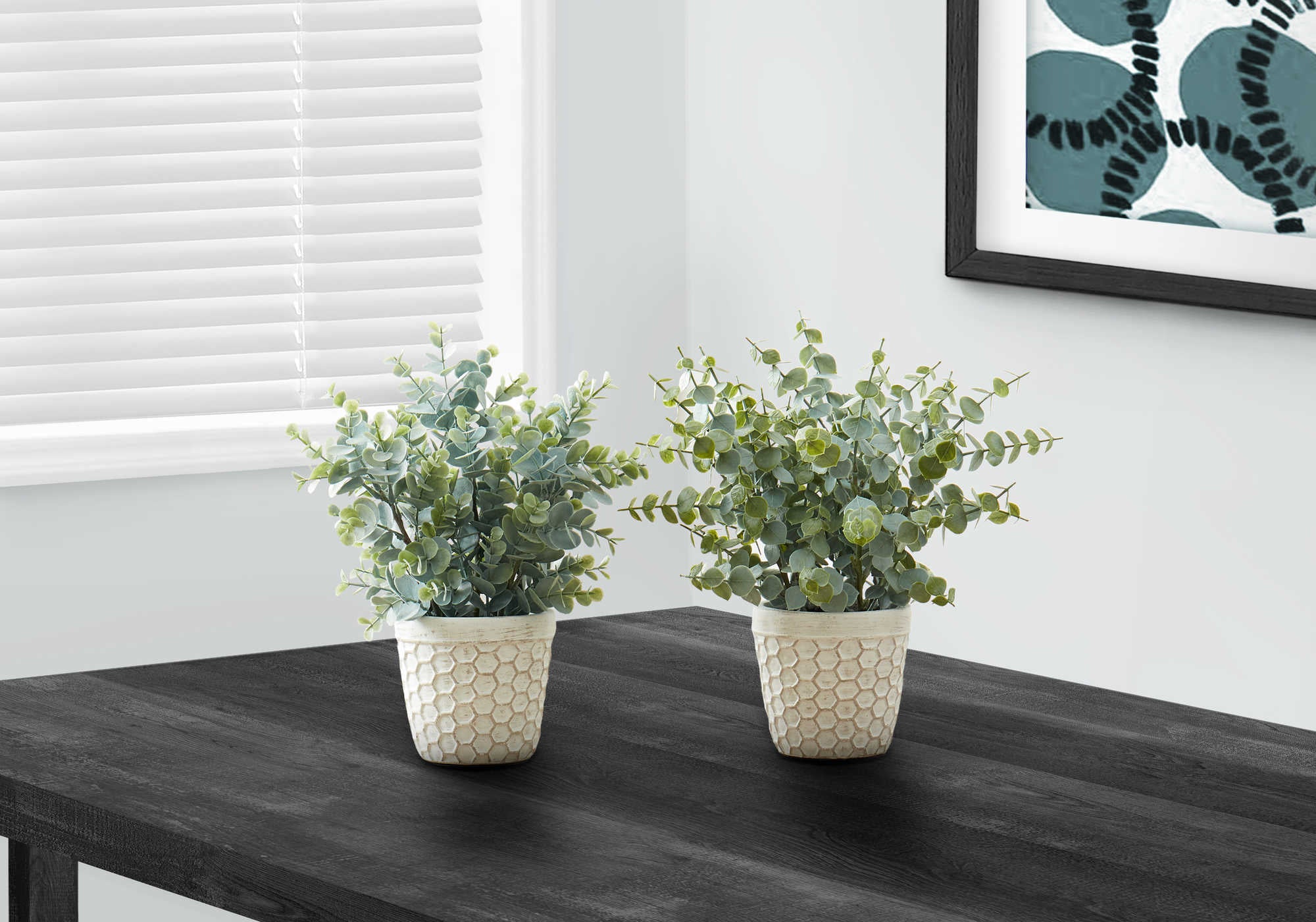 PLANTE ARTIFICIELLE - 2PCS / 13"H EUCALYPTUS/ HERBE/ 4" POT