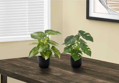 PLANTE ARTIFICIELLE - 2PCS / 13"H MONSTERA/CALATHEA/ POT 4"