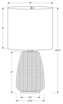 ÉCLAIRAGE - LAMPE DE TABLE 19"H CÉRAMIQUE GRIS / ABAT-JOUR IVOIRE