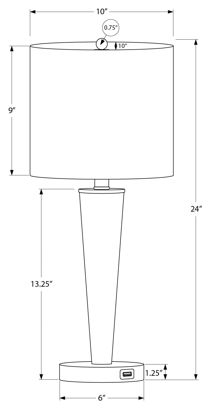 ÉCLAIRAGE - LAMPE DE TABLE 2PCS/24"H MÉTAL NICKEL / GRIS / USB