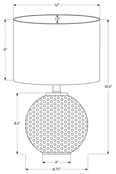 ÉCLAIRAGE - LAMPE DE TABLE 19"H RÉSINE GRIS / ABAT-JOUR IVOIRE