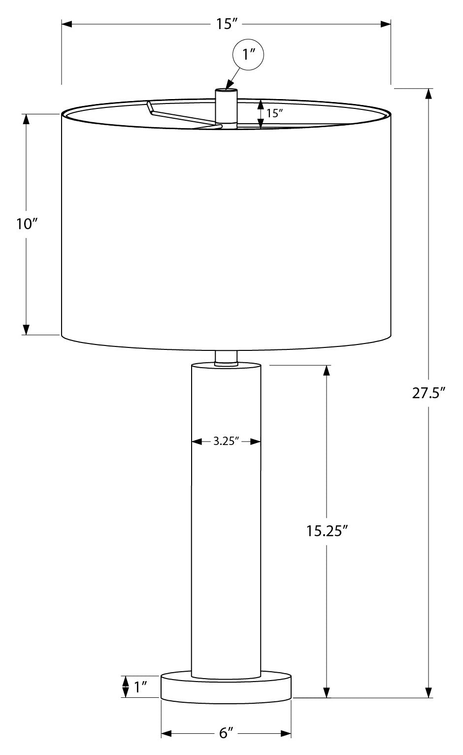 ÉCLAIRAGE - LAMPE DE TABLE 28"H MÉTAL NICKEL / ABAT-JOUR IVOIRE