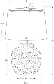 ÉCLAIRAGE - LAMPE DE TABLE 22"H BÉTON CRÈME / ABAT-JOUR IVOIRE