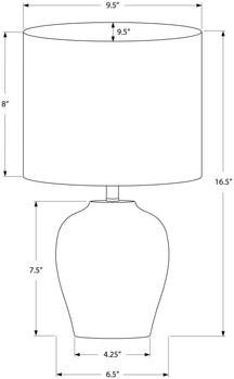 ÉCLAIRAGE - LAMPE DE TABLE 17" H CÉRAMIQUE NOIRE / ABAT-JOUR IVOIRE