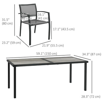 Ensemble de salle à manger d'extérieur 7 pièces avec 6 chaises empilables, table de patio et chaises avec dessus en plastique, dossier de siège en maille respirante