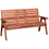 Banc d'extérieur 3 places avec table centrale convertible, causeuse de jardin en bois avec table centrale pour 2 personnes avec siège et dossier à lattes, accoudoirs, orange