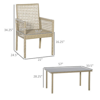 Ensemble de salle à manger de patio 7 pièces, ensemble de meubles d'extérieur, chaise avec accoudoirs en osier et plateau de table en verre trempé, noir