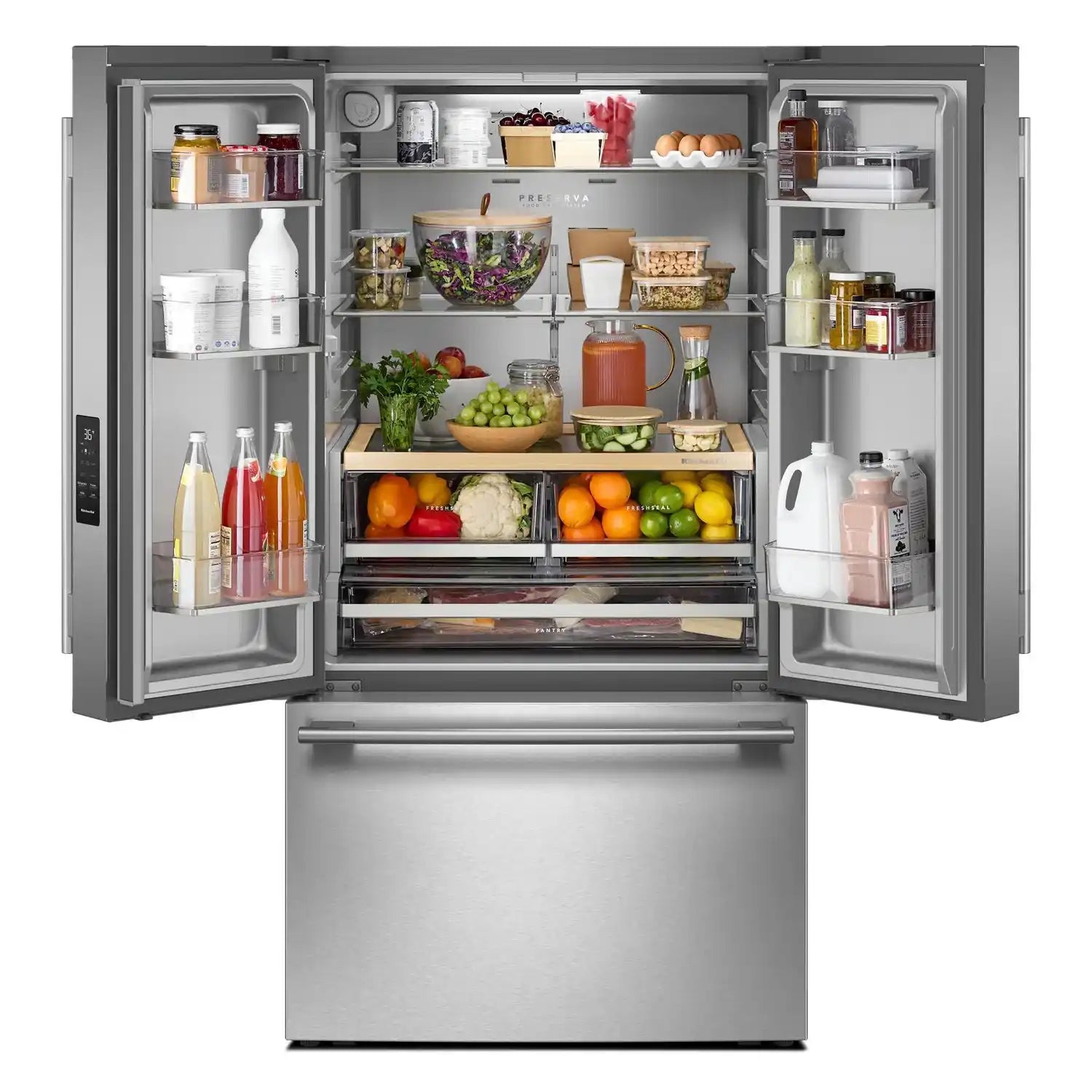Réfrigérateur KitchenAid 36" 31 pi³ Portes Françaises Inox PrintShield™ KRFF336SPS