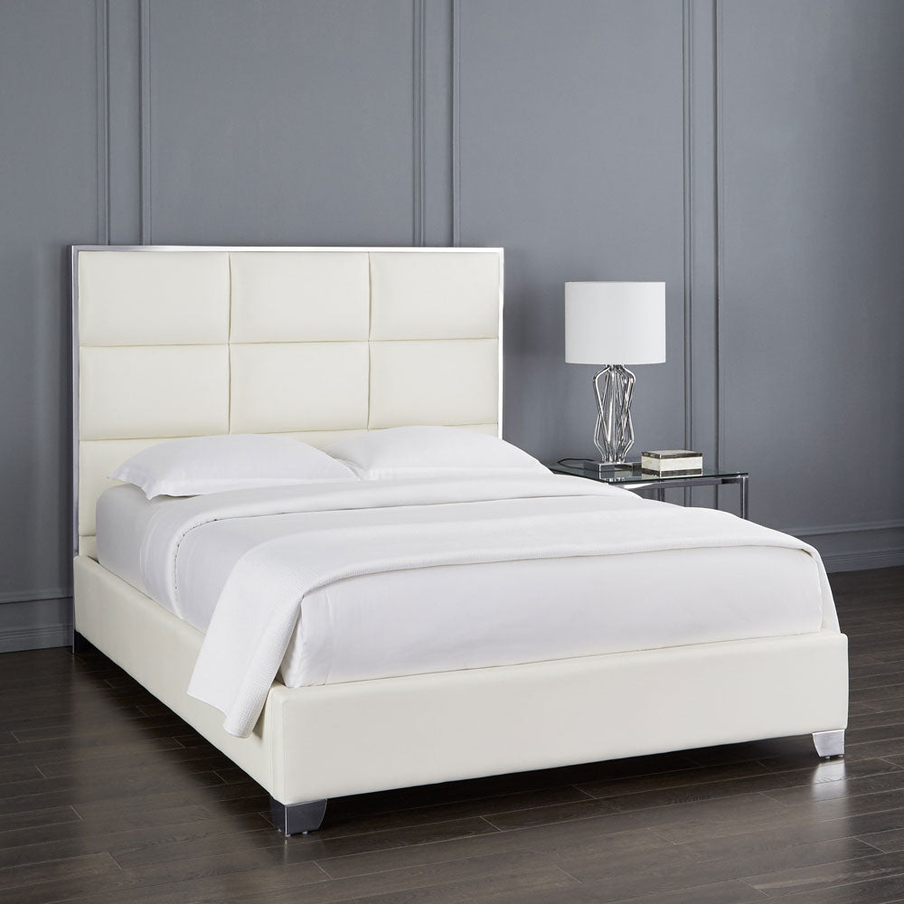 Blair Bed: White Leatherette
