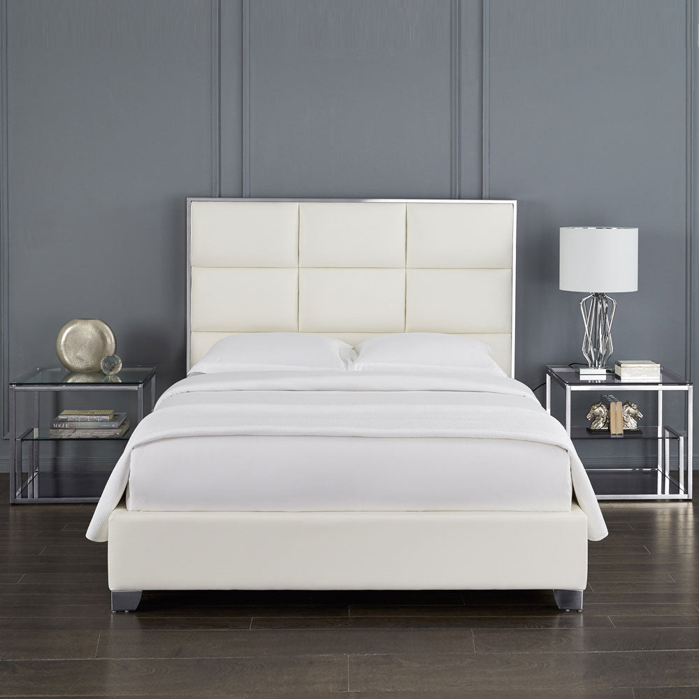 Blair Bed: White Leatherette