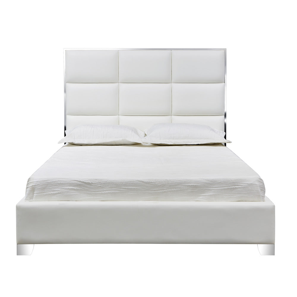 Blair Bed: White Leatherette