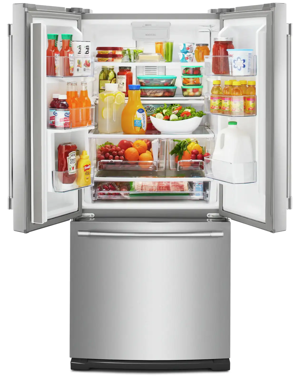 Réfrigérateur Maytag 30" 20 pi³ Portes Françaises Inox sans Traces Eau/Glace MFW2055FRZ
