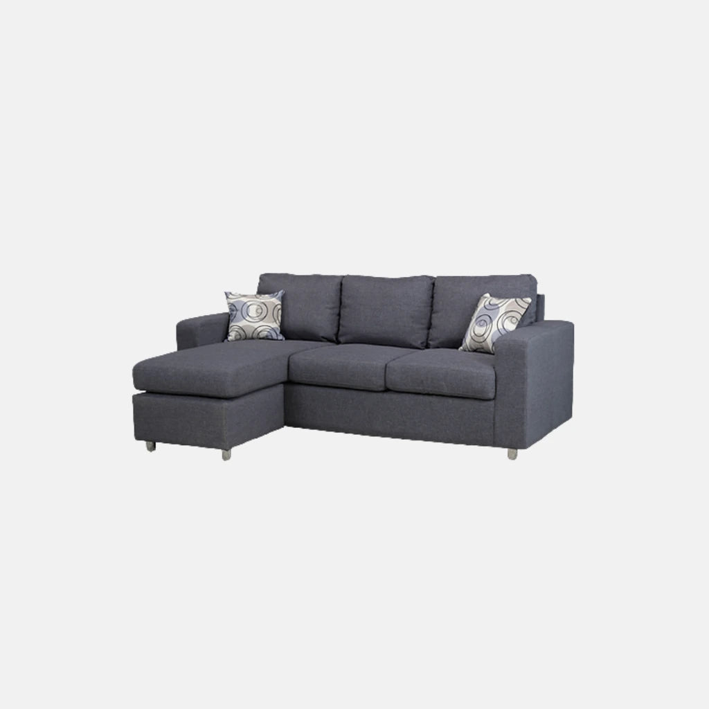 Sectionnel avec méridienne réversible (tissu gris)