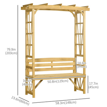 Banc de terrasse en bois, banc d'extérieur pour vignes/plantes grimpantes, marron clair