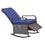 Chaise à bascule d'extérieur en osier avec coussin, chaise inclinable en rotin PE avec repose-pieds réglable, accoudoirs, bleu foncé