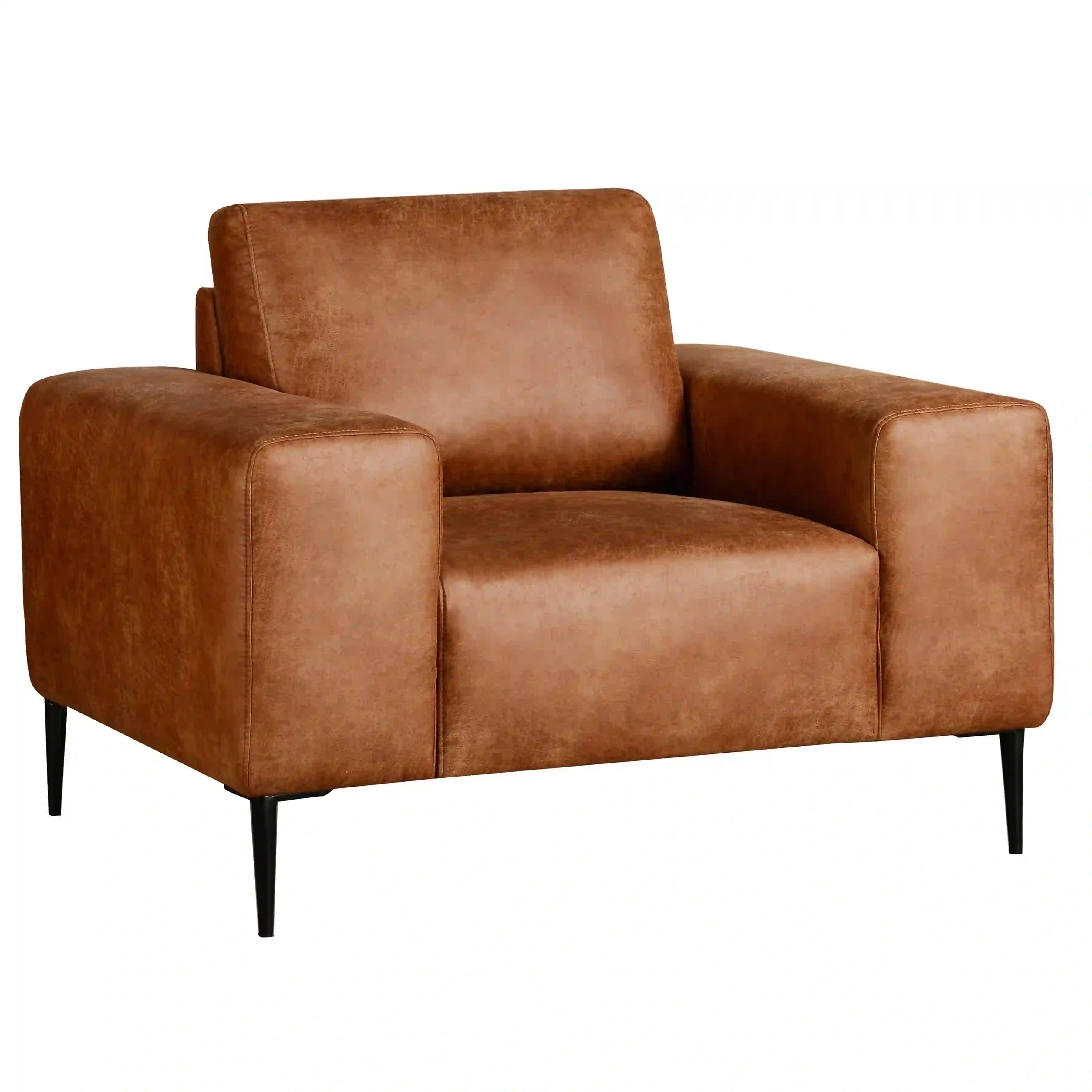 L'Élégance Shonda : Fauteuil Moderne en Cognac Rustique