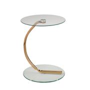table d'appoint ou rose et verre