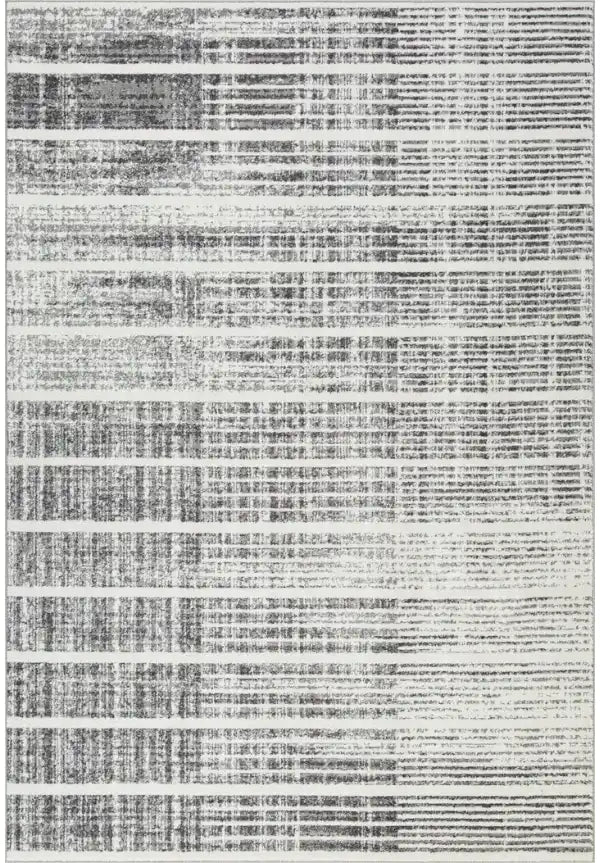Tapis XL contemporain Oakville 8x11 | Blanc et Argent au fini usé