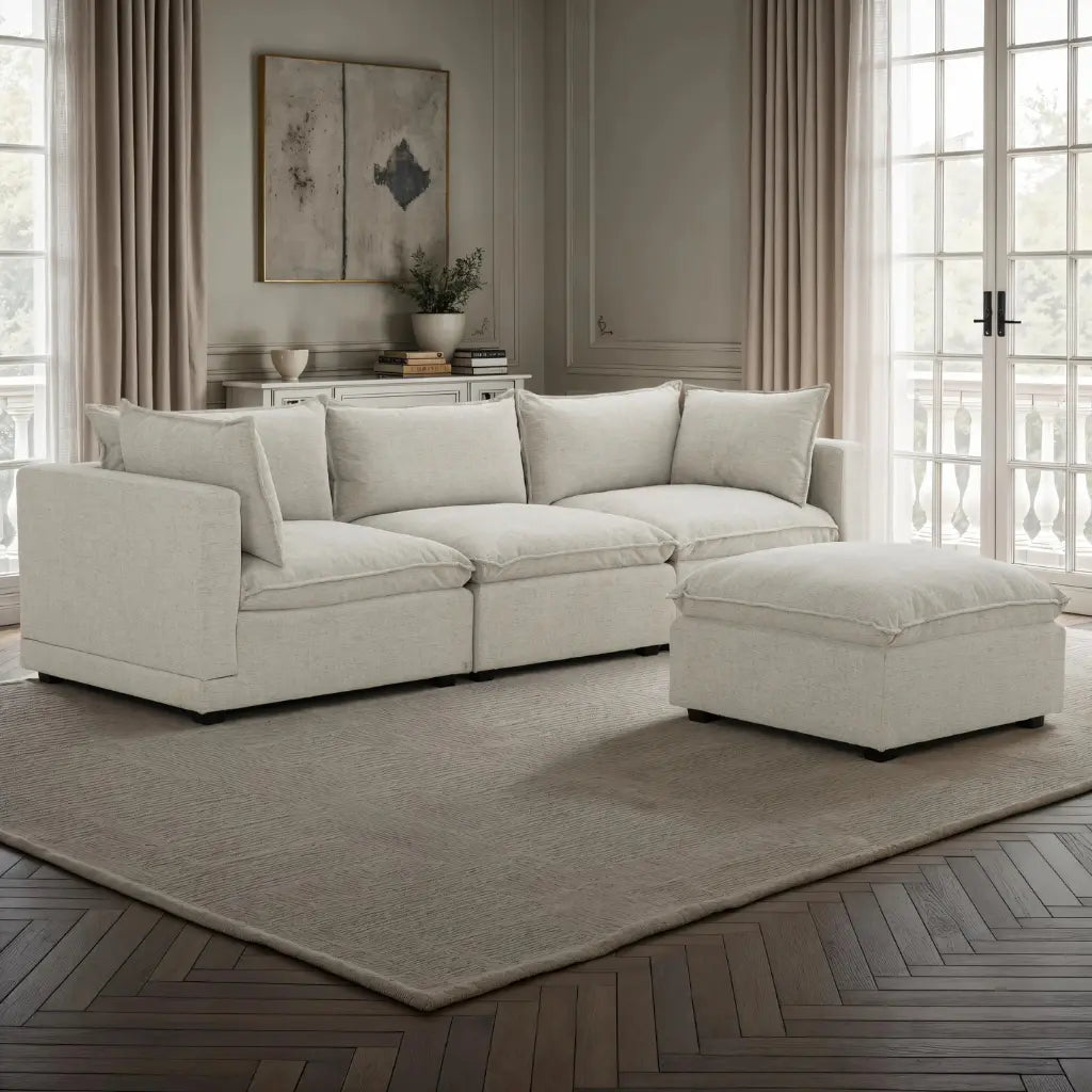 Canapé Modulable Marliss | 3 Places Crème Perle