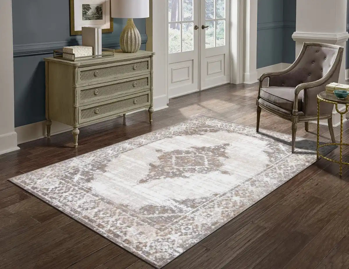 Tapis XL Uptown 8x11 | Style transitionnel gris et crème