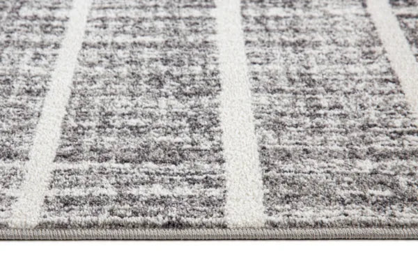 Tapis XL contemporain Oakville 8x11 | Blanc et Argent au fini usé