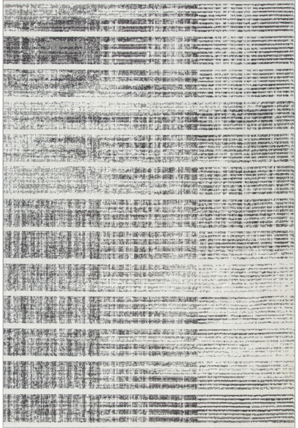 Tapis XL contemporain Julien 8x11 | Blanc & Argent au fini usé