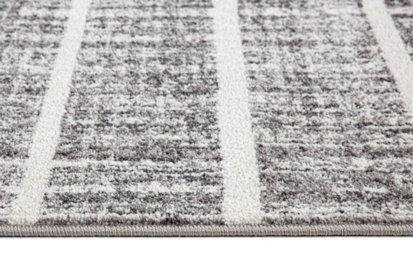 Tapis XL contemporain Julien 8x11 | Blanc & Argent au fini usé