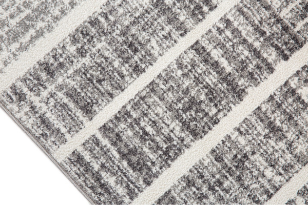 Tapis XL contemporain Julien 8x11 | Blanc & Argent au fini usé
