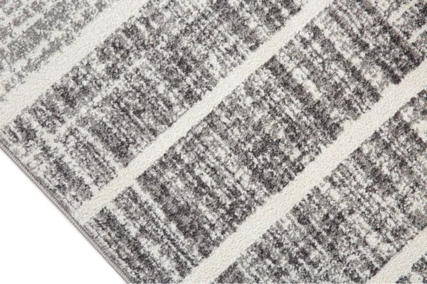 Tapis XL contemporain Oakville 8x11 | Blanc et Argent au fini usé