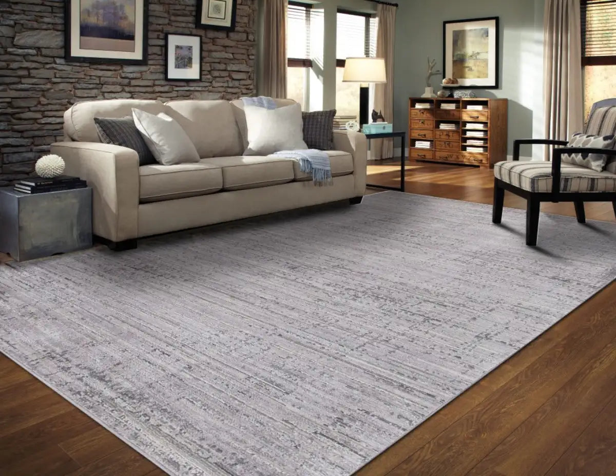 Tapis XL contemporain Hillsdale 8x11 | Gris et Noir au fini usé