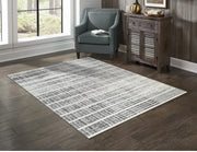 Tapis XL contemporain Oakville 8x11 | Blanc et Argent au fini usé