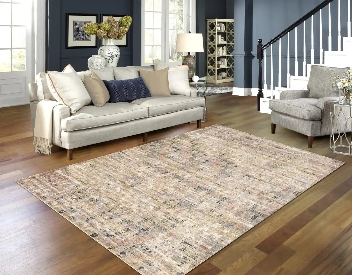 Tapis contemporain Magnolia 7x9 | Tons de terre et fini usé