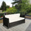 Canapé de luxe 3 places en rotin et osier, mobilier de jardin et de terrasse avec coussin, noir