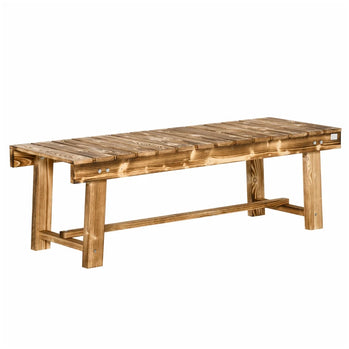 Banc de jardin extérieur, tabouret de patio sans dossier en bois de sapin, causeuse sans accoudoirs, 43,25" x 15" x 13,75", carbonisé