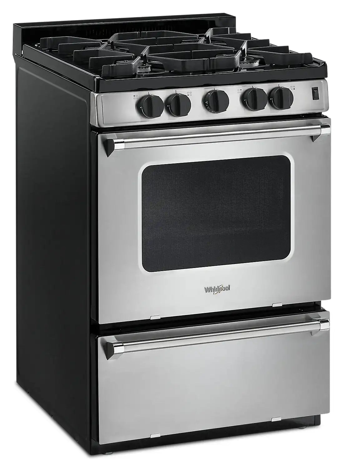 Cuisinière Whirlpool 24" 3 pi³ Gaz Inox Brûleurs Scellés et AccuSimmer WFG500M4HS